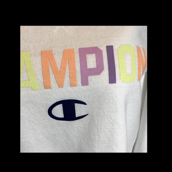 VTG Champion L Authentic Athleticwear Logo Crew Pullover Sweatshirt White EUC - Picture 3 of 16